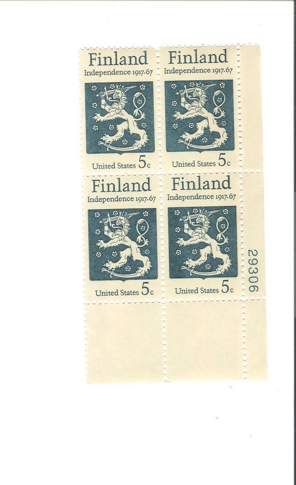 Scott # 1334 US  Finnish Independence  Plate Block  M/NH  O/G