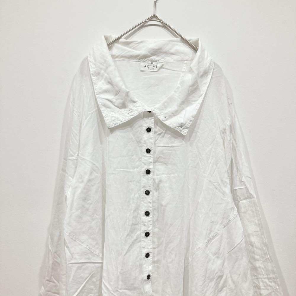 Moyuru Long Sleeve Shirt White Transparent Thin Button Summer New
