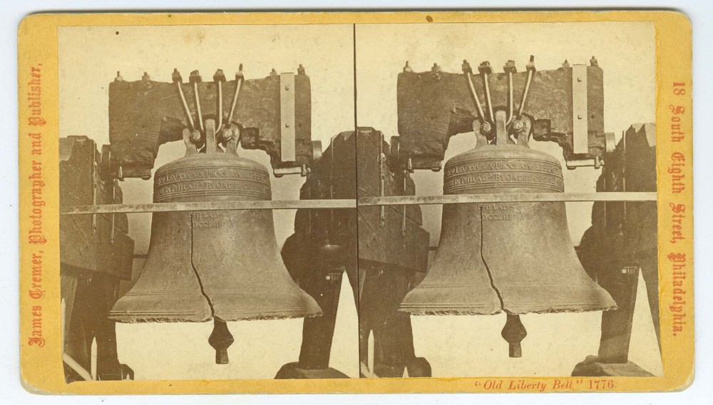 G0536~ PENNSYLVANIA -c1880s Philadelphia Old Liberty Bell 1776 Cremer Stereoview