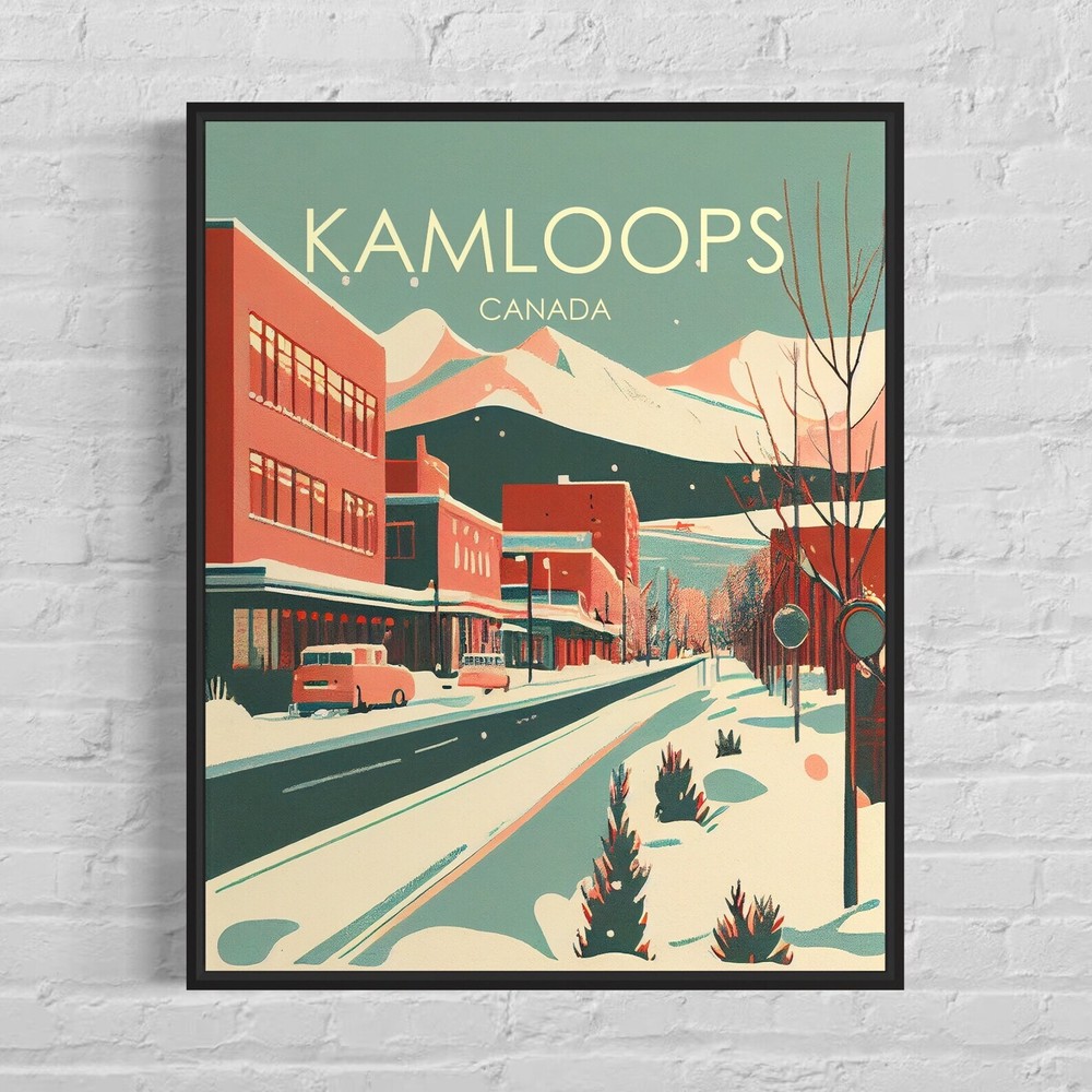 Kamloops Canada Retro Art Print Kamloops Wall Art Illustration Kamloops Vintage
