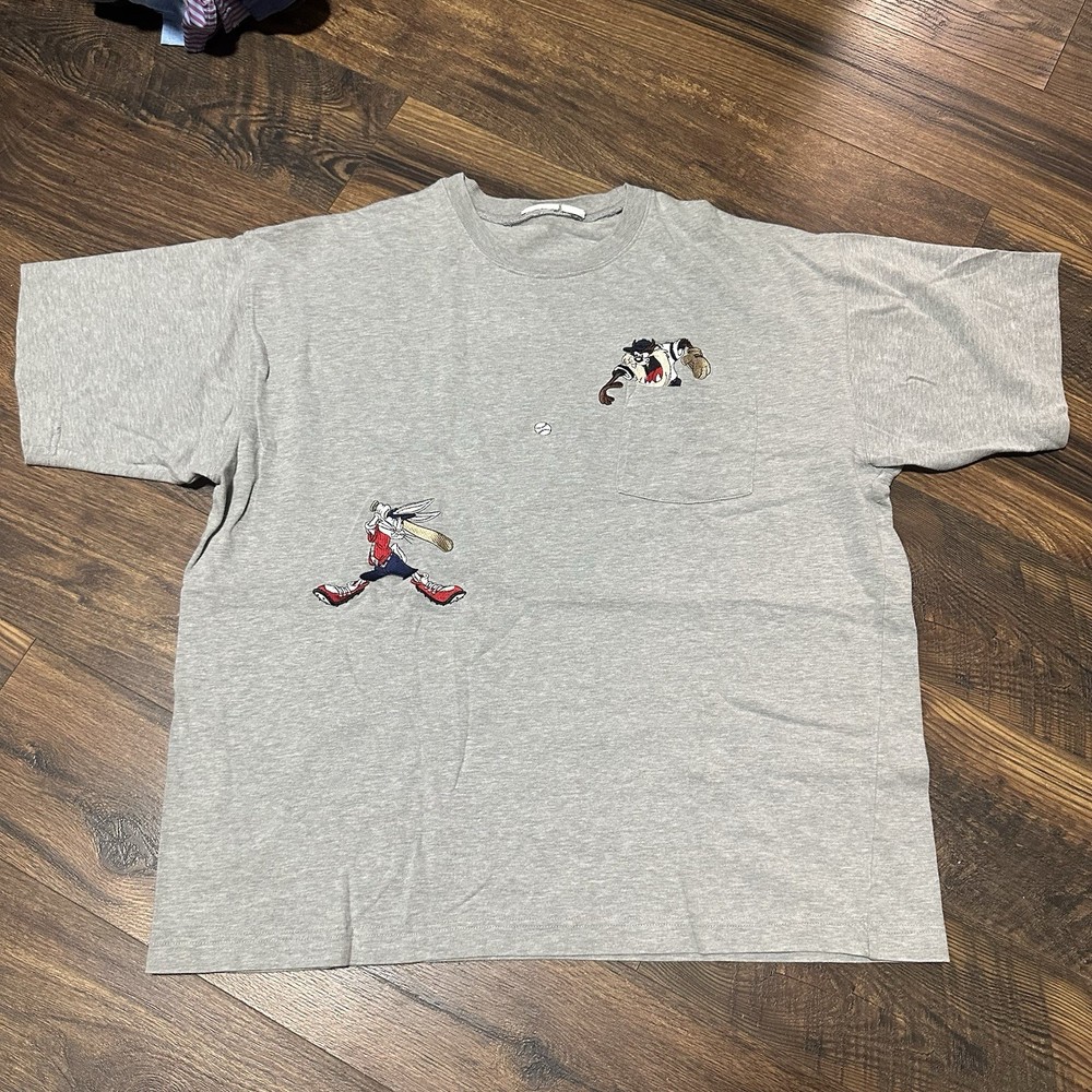 Vintage Looney Tunes Baseball Style Embroidered Button-Up T-Shirt XL 2XL Cartoon