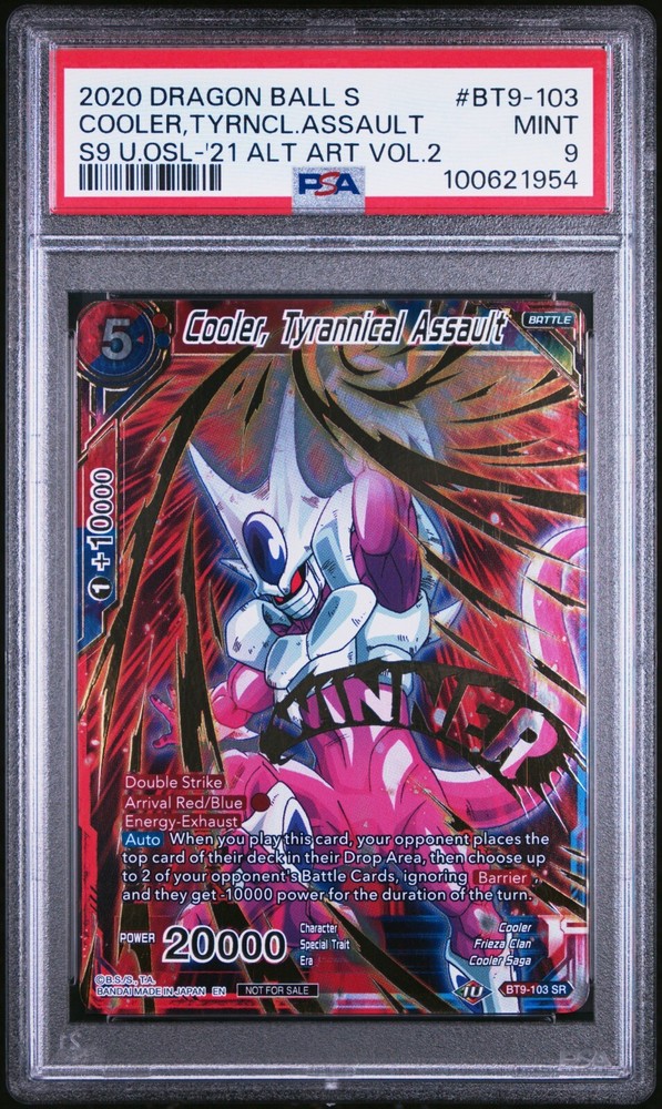 Cooler Tyrannical Assault Gold Stamp Winner Foil PSA 9 Dragon Ball Super Card