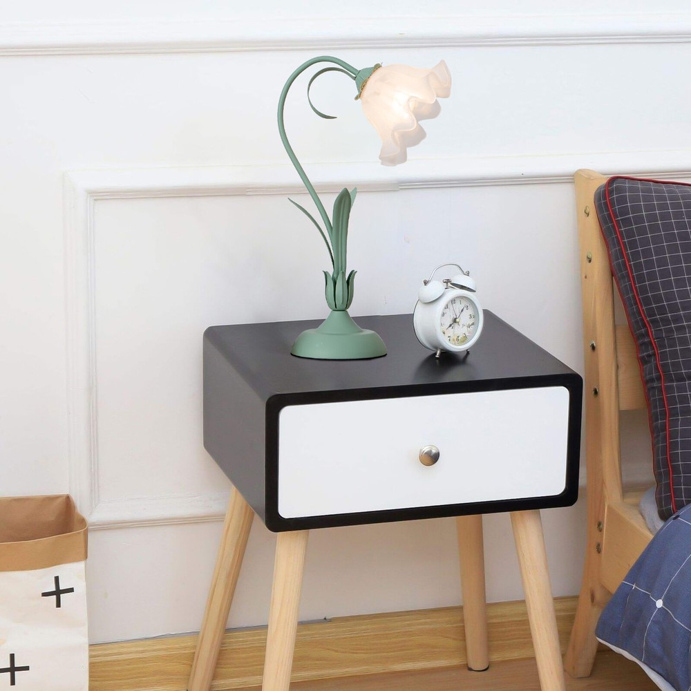 Table Lamp Flower Lily Shaped Glass Green Desk Light  Decor Atmosphere Light