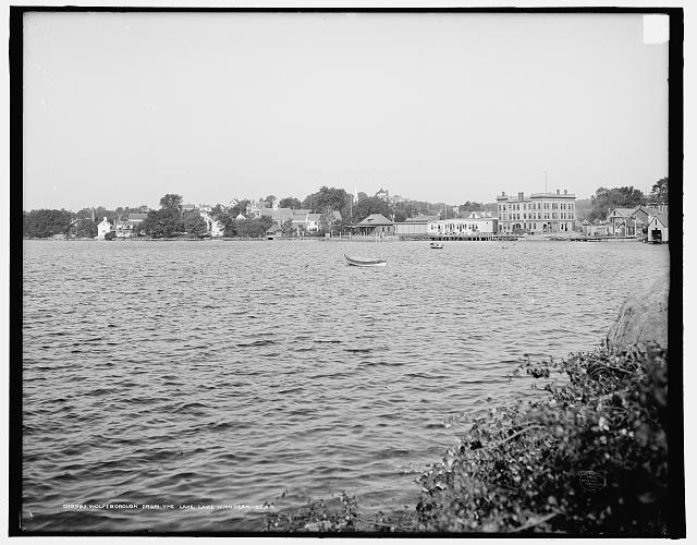 Wolfeborough,Boro,buildings,boats,canoes,Winnipesaukee,New Hampshire,NH,c1906