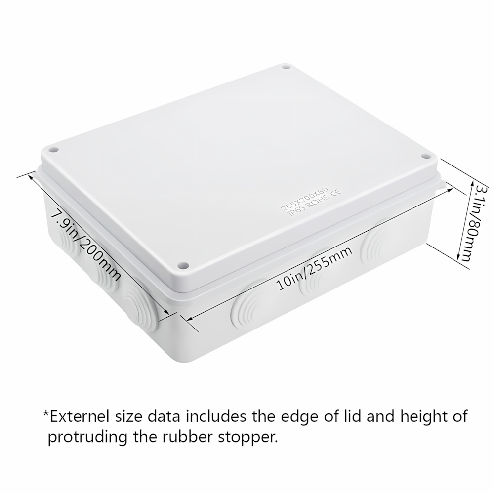 Dustproof ABS Junction Box Electrical Enclosure Project Case 10 x 7.9 x 3.1 inch-image
