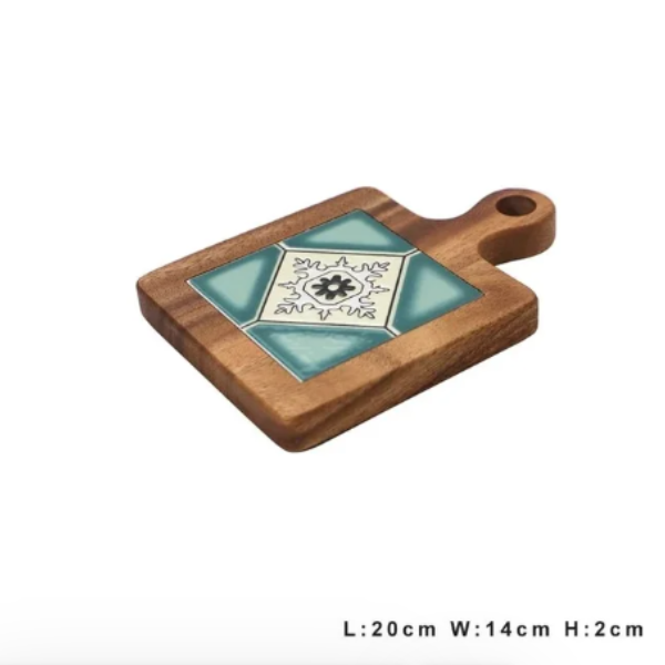 Acacia Wood Tiles Pot Mat Anti-Scalding Plate Mat Drink Coasters Wooden Trivet-image