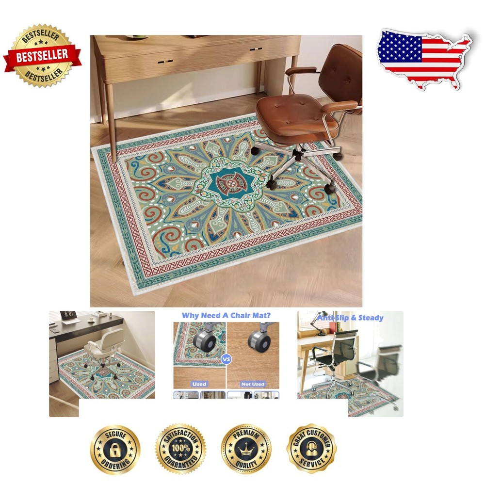 Eco-Friendly Chair Mat - 3×4ft Green Protector for Hard Floors, Soft Underfoot