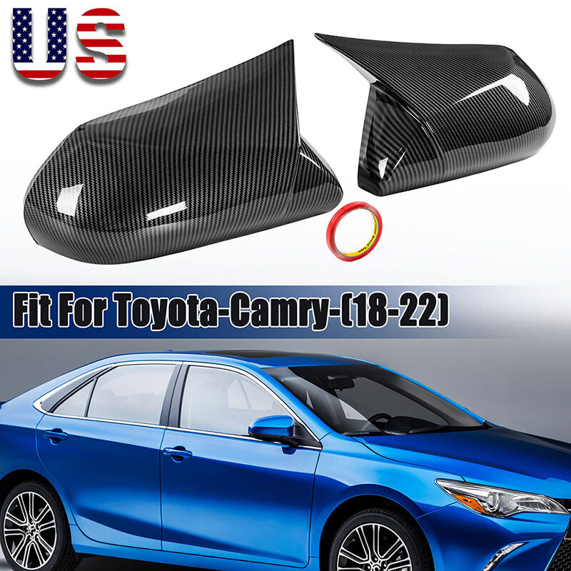 Carbon Look Rearview Mirror Trim Cover for Toyota Camry & Avalon 2018-2023