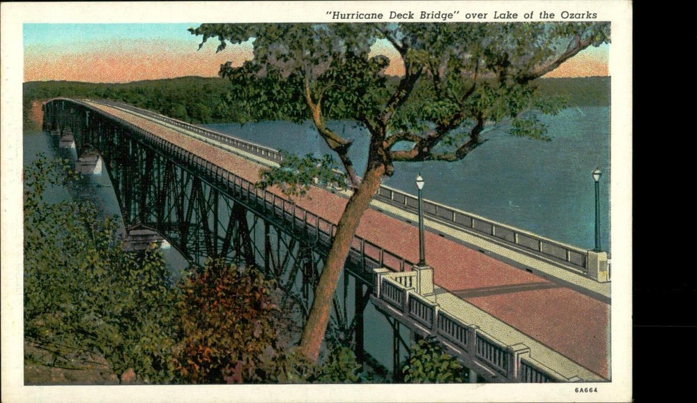 Curt-Teich Hurricane Deck Bridge Postcard Lake of the Ozarks Color Unposted