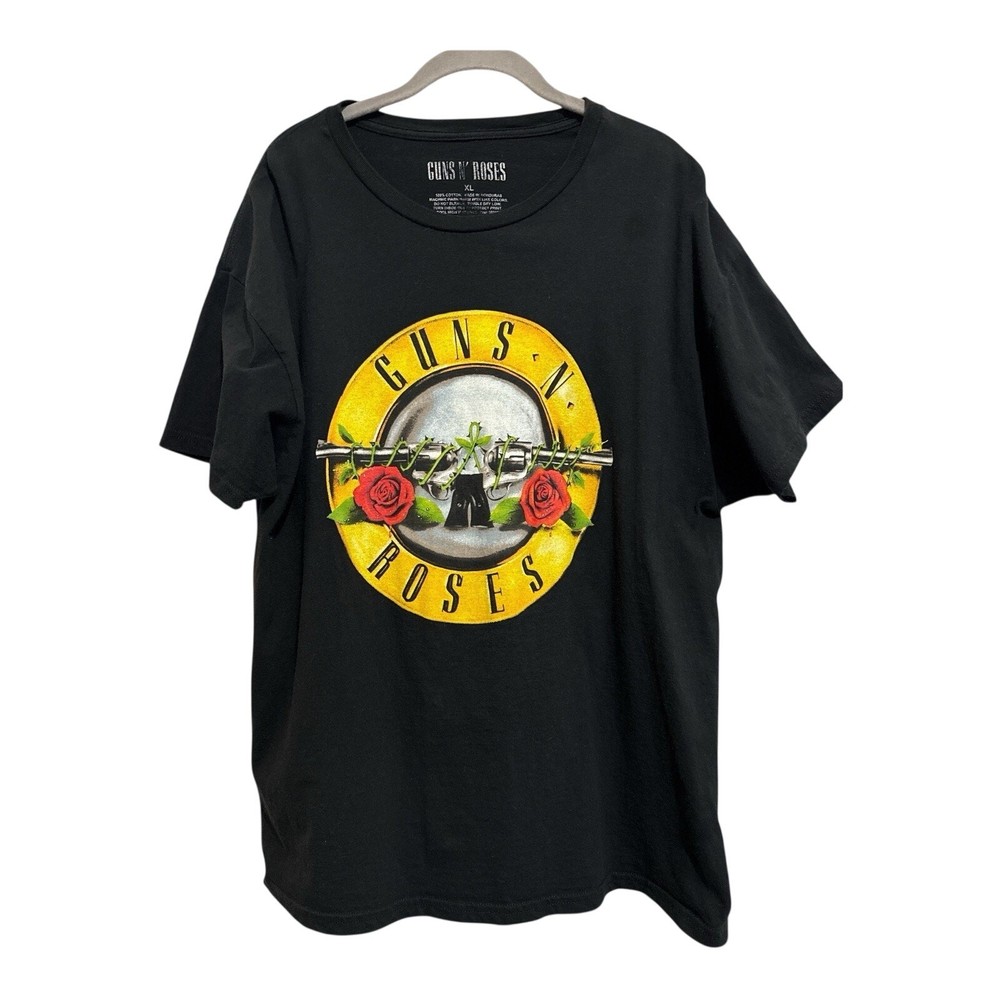 Guns N Roses Men’s T Shirt Size XL Black Graphic Bullet Logo Rock Concert 80’s