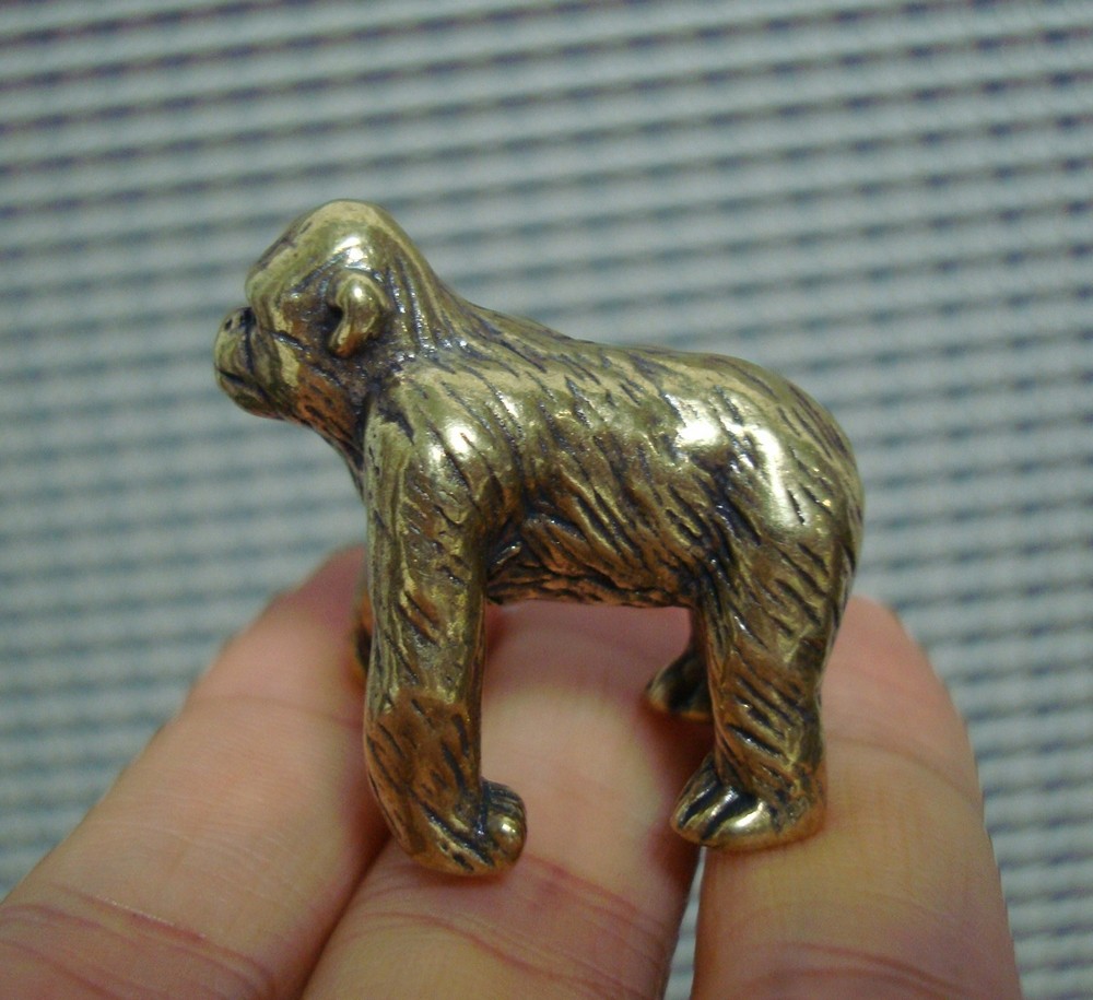 Vintage Style Solid Brass Chimpanzees Statue Animal Knick Knacks for Home Decor