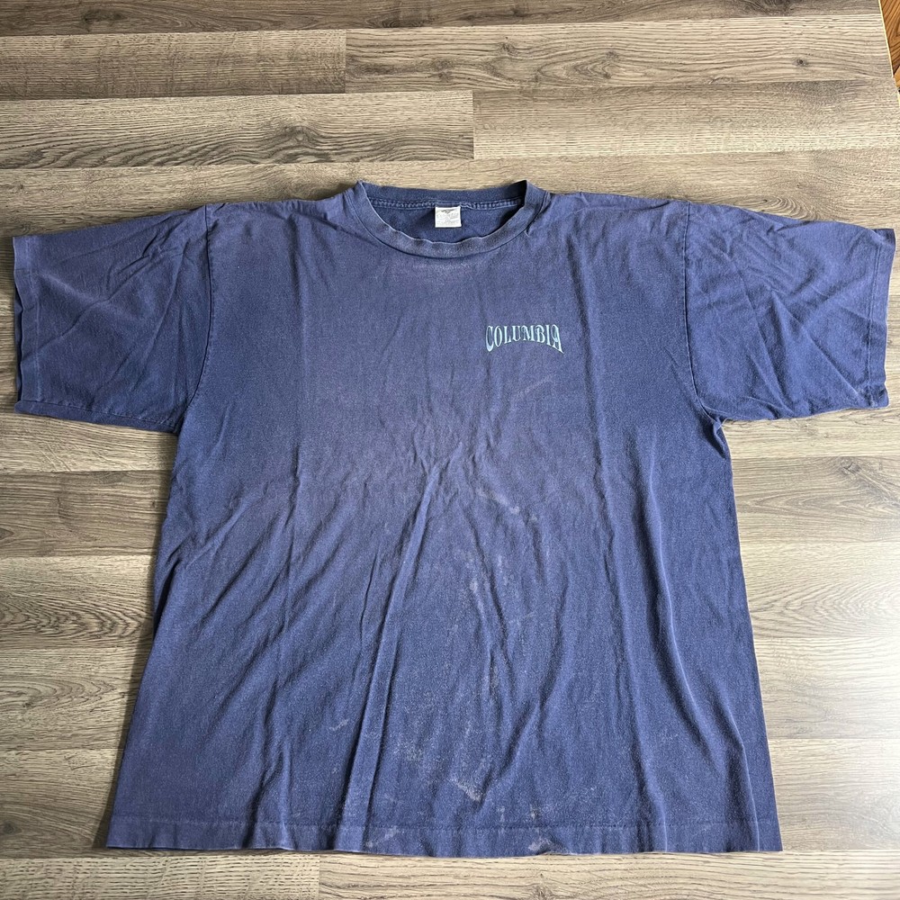 VTG Columbia Fly Fishing T Shirt Mens 2XL Faded Distressed 1990s Made in USA