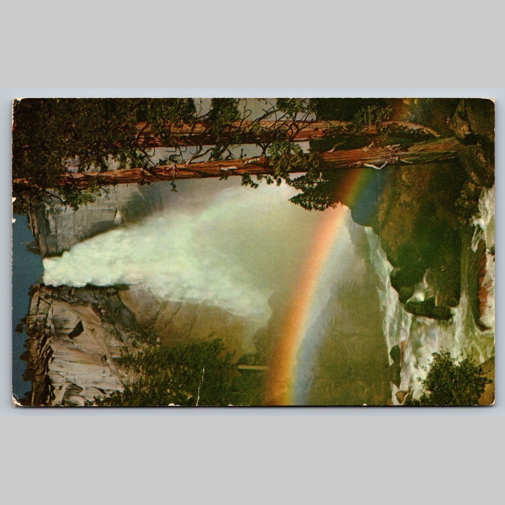 Postcard Yosemite National Park Nevada Fall Rainbow California