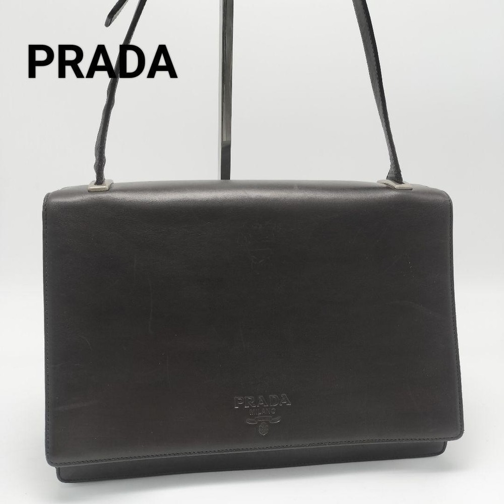 Extreme Prada Shoulder Bag Leather Dark Brown