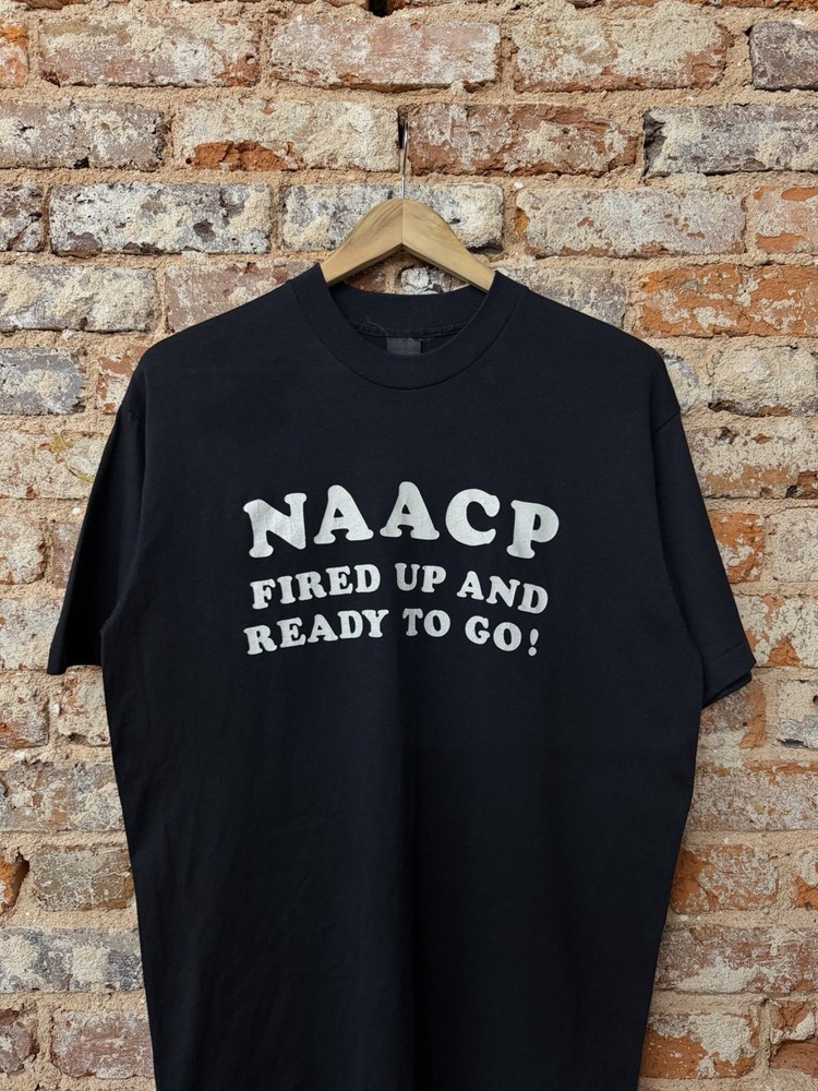 Vintage 1970’S/80’S NAACP Fired Up and Ready to Go! T-Shirt Black Size Large