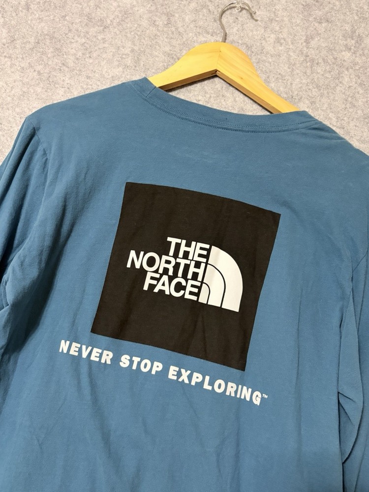 The North Face T-Shirt Blue Graphic Long Sleeve Size Medium Outdoors Hiking