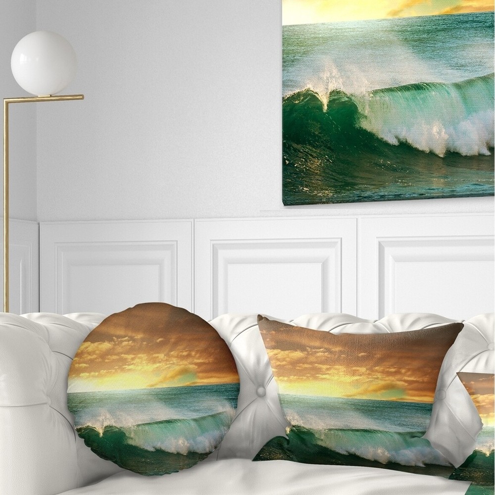 Designart 'Stormy White Wave in Blue Sea' Modern Beach Throw