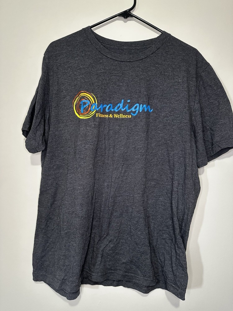 Men's XL Gray Fitness Logo Graphic Print Crew Neck Short Sleeve T-Shirt