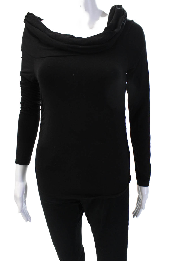 Reformation Women Black Basic Long Sleeve Top 88% Tencel Lyocell Spandex Size SFree Shipping in US $100+ Orders | $6.95 Orders Below