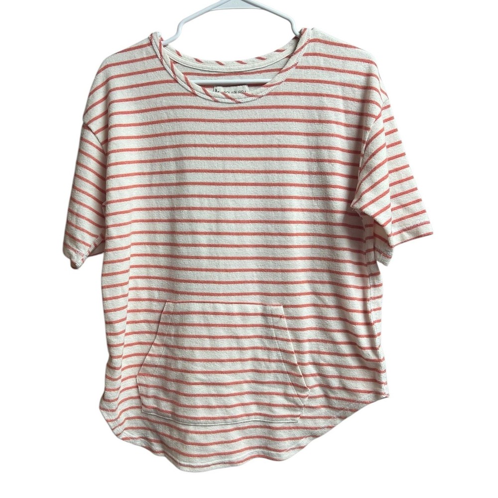 Koolaburra by UGG French Terry Tee with Kangaroo Pocket in Medium Stripes
