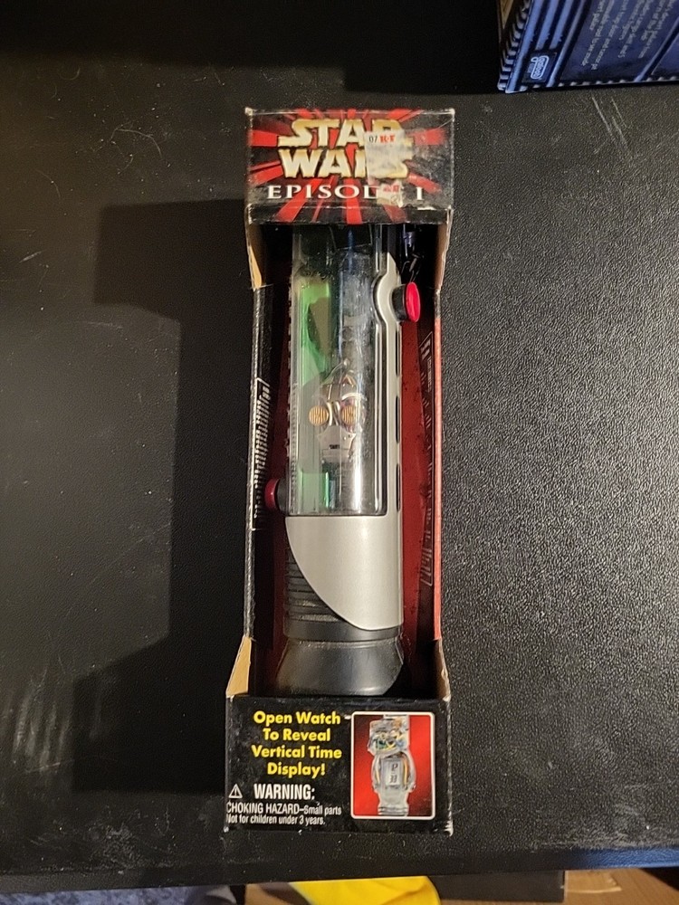 1999 Hope Star Wars Episode 1 C3PO Watch & Qui Gon Jinn Lightsabre Case NEW