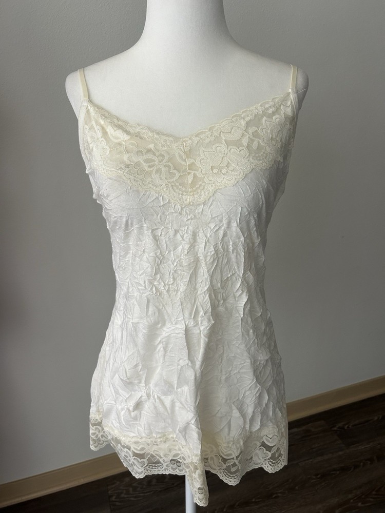 Ivory Y2K Lace Cami Tank Top Fairy Feminine Dainty Coquette Romantic Ditsy