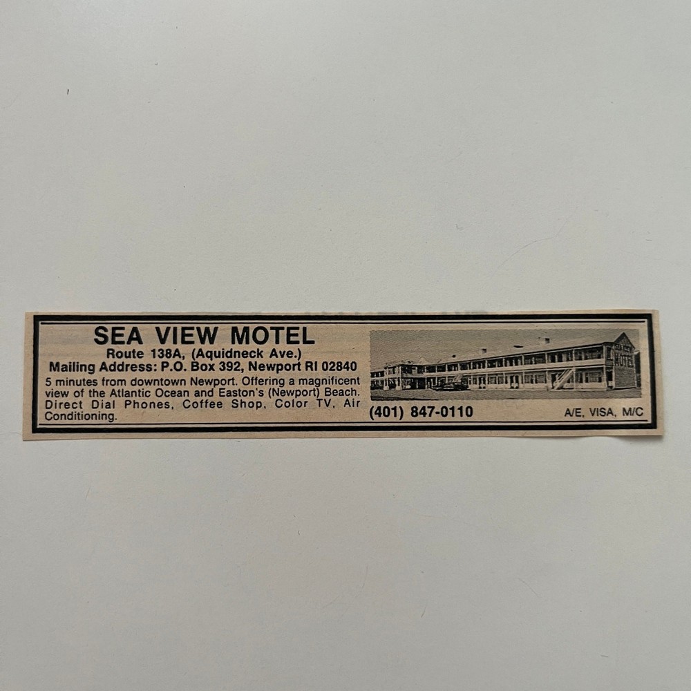 Sea View Motel View Of The Atlantic Ocean PO Box 392 Newport RI 1985 Ad SAJ3-M12