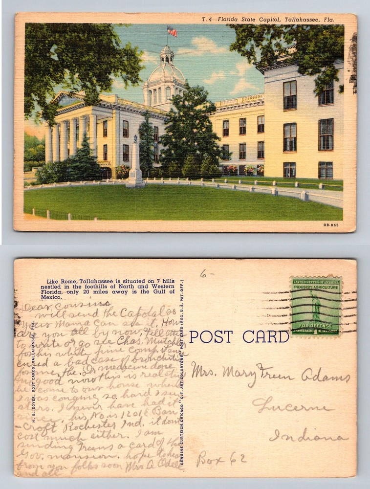 Tallahassee, FL-Florida State Capitol Dome and Monument Grounds Vintage Postcard