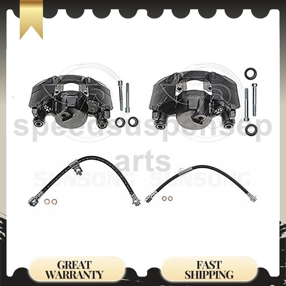 Front Brake Caliper Set with Brake Hose Fits Chevrolet Celebrity 2.5L 4.3L 2.8L Vehicles