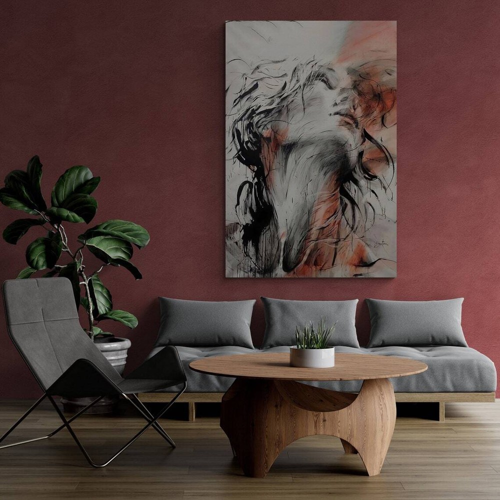 Abstract Woman Black & White Wall Art Canvas Unframed Print Art