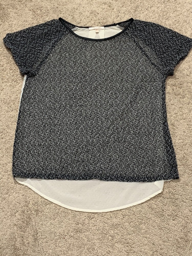 Skies Are Blue Womens Shirt Size Medium Multicolor Open Knit Sheer Flowy