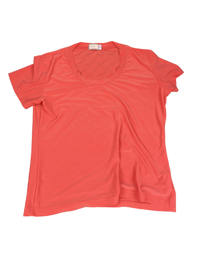 Sympli The Best Women's Coral Short Sleeve Scoop Neck Top Size 10 Made in Canada