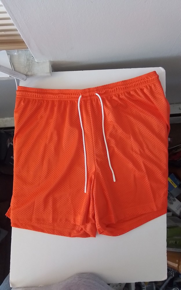 Nike Dri-FIT Mesh Shorts Men's 2XL Orange Athletic Basketball Lined