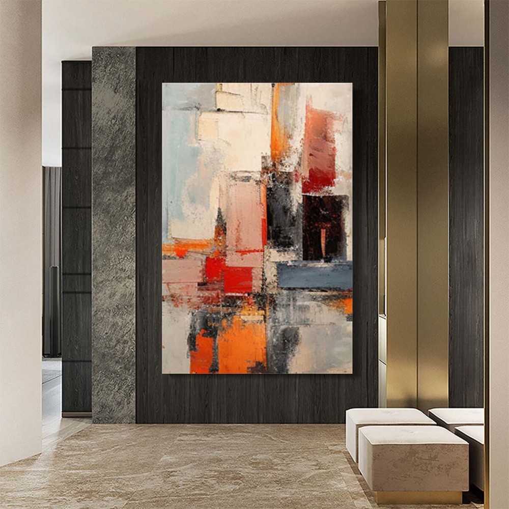 Thick Oil Knife Pink Abstract Oil Painting On Canvas Hand Painted Modern Wall