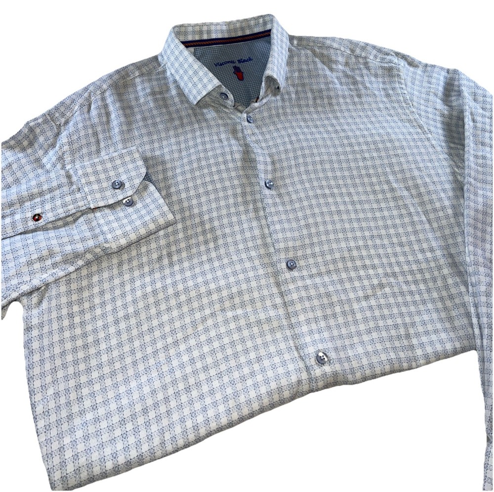 Visconti Black Button Up Shirt Mens XL Blue Geometric Long Sleeve Classic