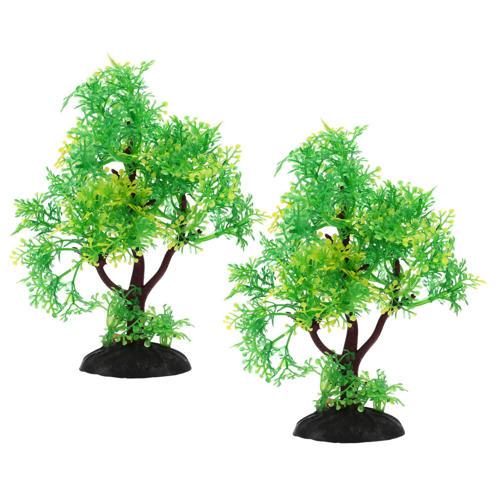 2 Pcs Simulated Mini Tree Coffee Table Fish Tank Large Fake for