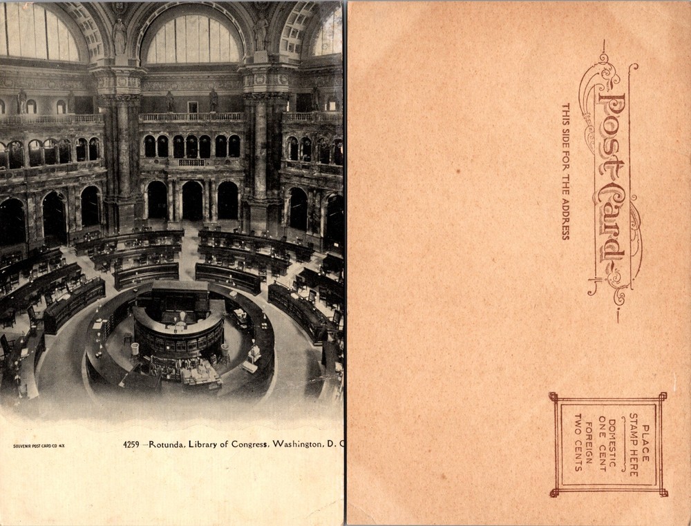 Library of Congress Reading Room Washington DC Postcard