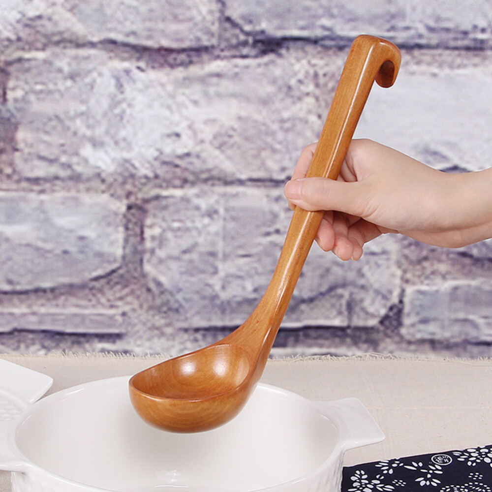Wooden Long Handle High Heat Resistanct Cooking Spoon Mixing Ladle Handmade