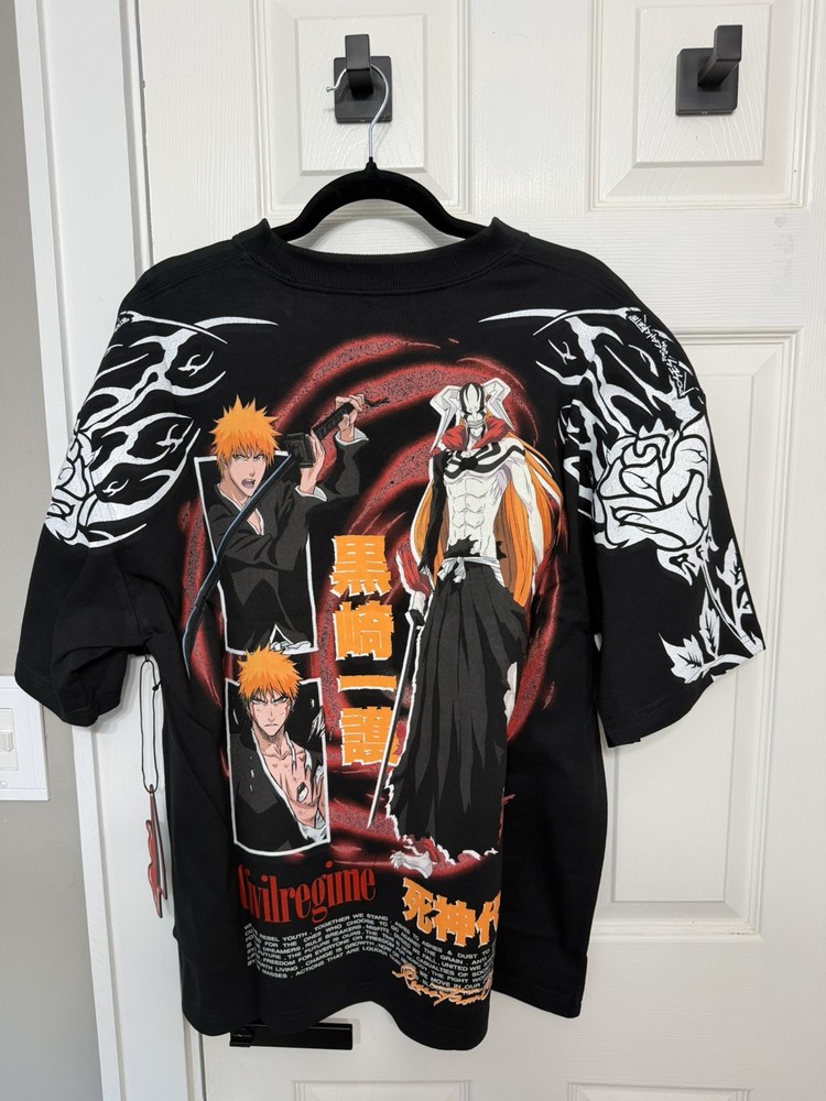 Civil Regime X Bleach Medium Ichigo 199X Oversized Tee Shirt Black Full Graphic