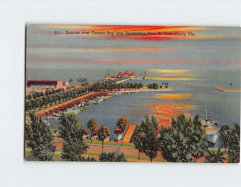Postcard Sunrise Over Tampa Bay & Recreation Pier St. Petersburg Florida USA