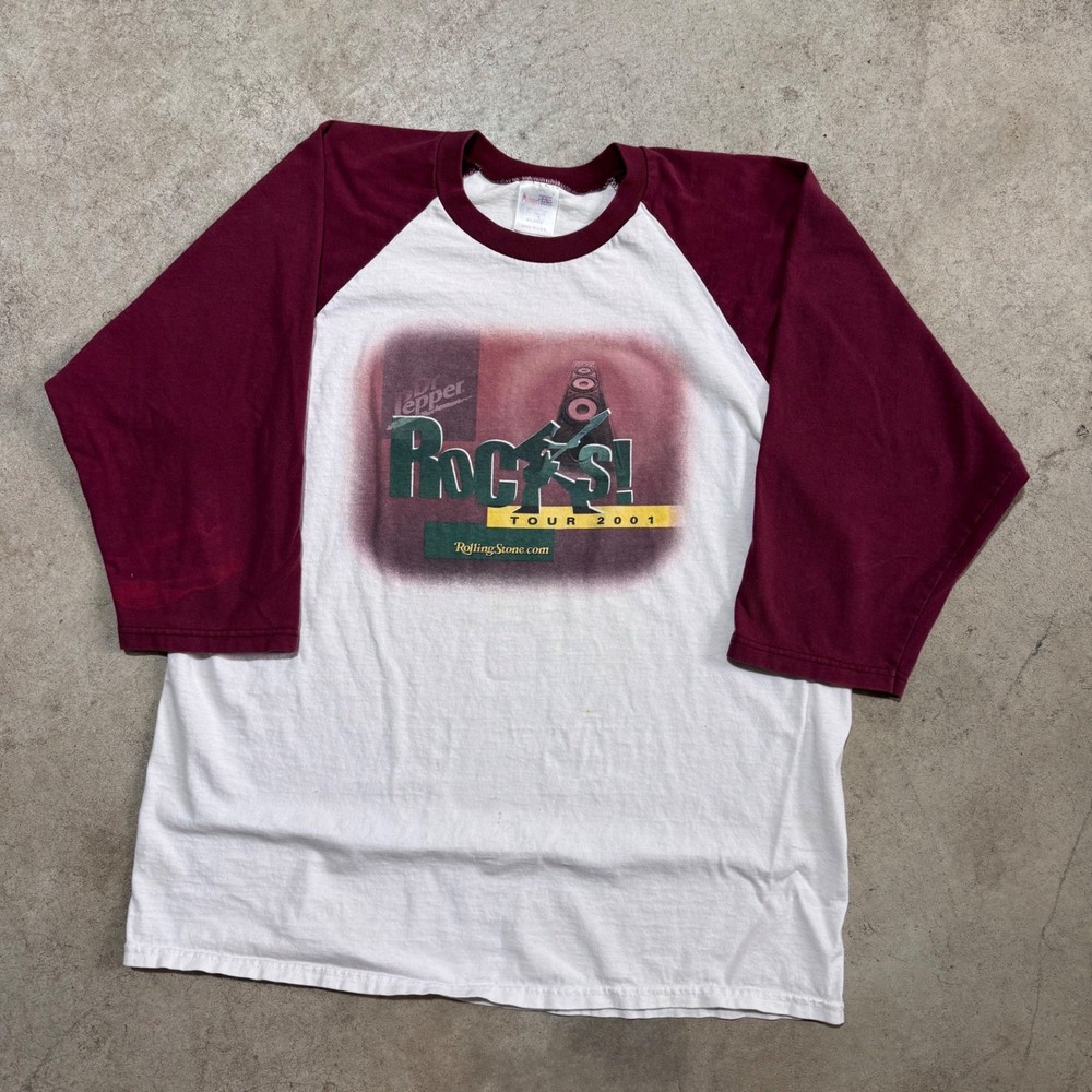 Vintage 2001 Rolling Stones Dr Pepper Rock Tour Band T Shirt Made in USA Size XL