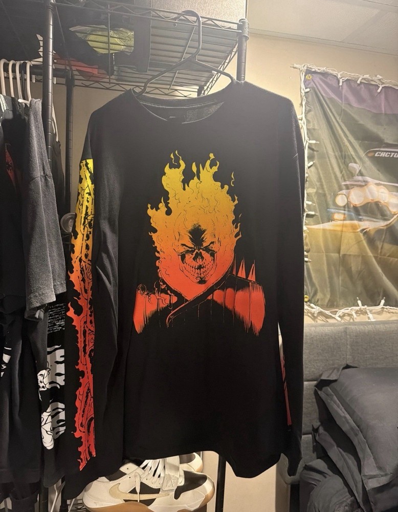 OVO x Marvel Ghost Rider Long Sleeve T Men's Size XL Black