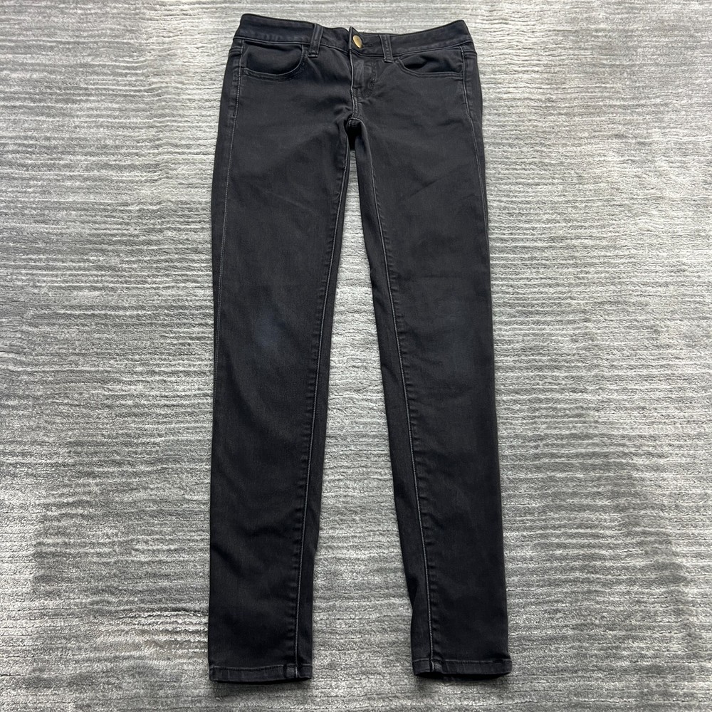 American Eagle Jeans Size 2 Womens Super Low Jegging Stretch Black Denim