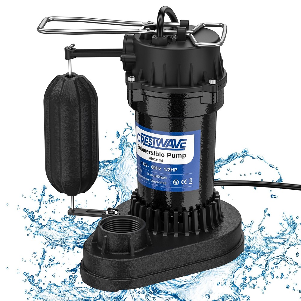 1/2 HP 3800GPH Submersible Sump Pump with 500W Copper Motor
