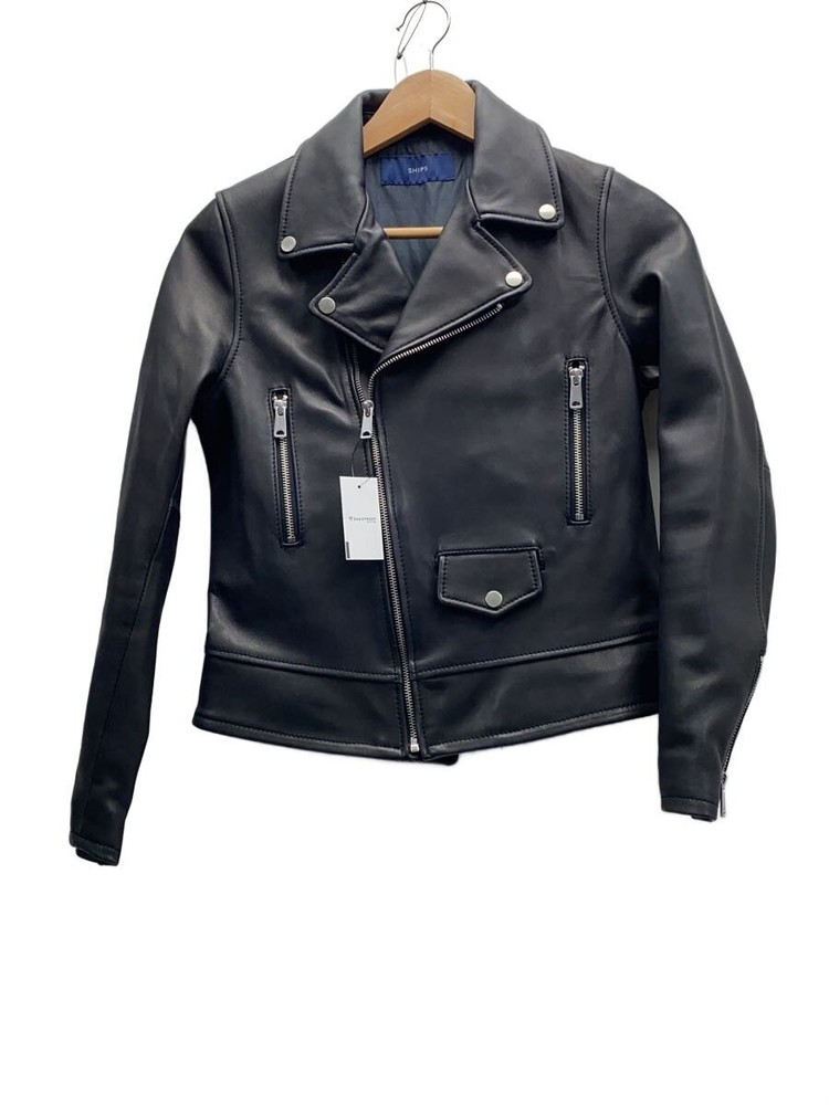Ships Double Riders Jacket/36/Sheep Leather/Blk/Plain/314-00-0162 3473