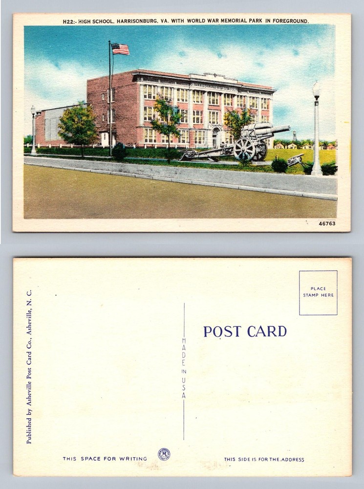 Harrisonburg, VA-Virginia, High School Memorial Park Vintage Postcard