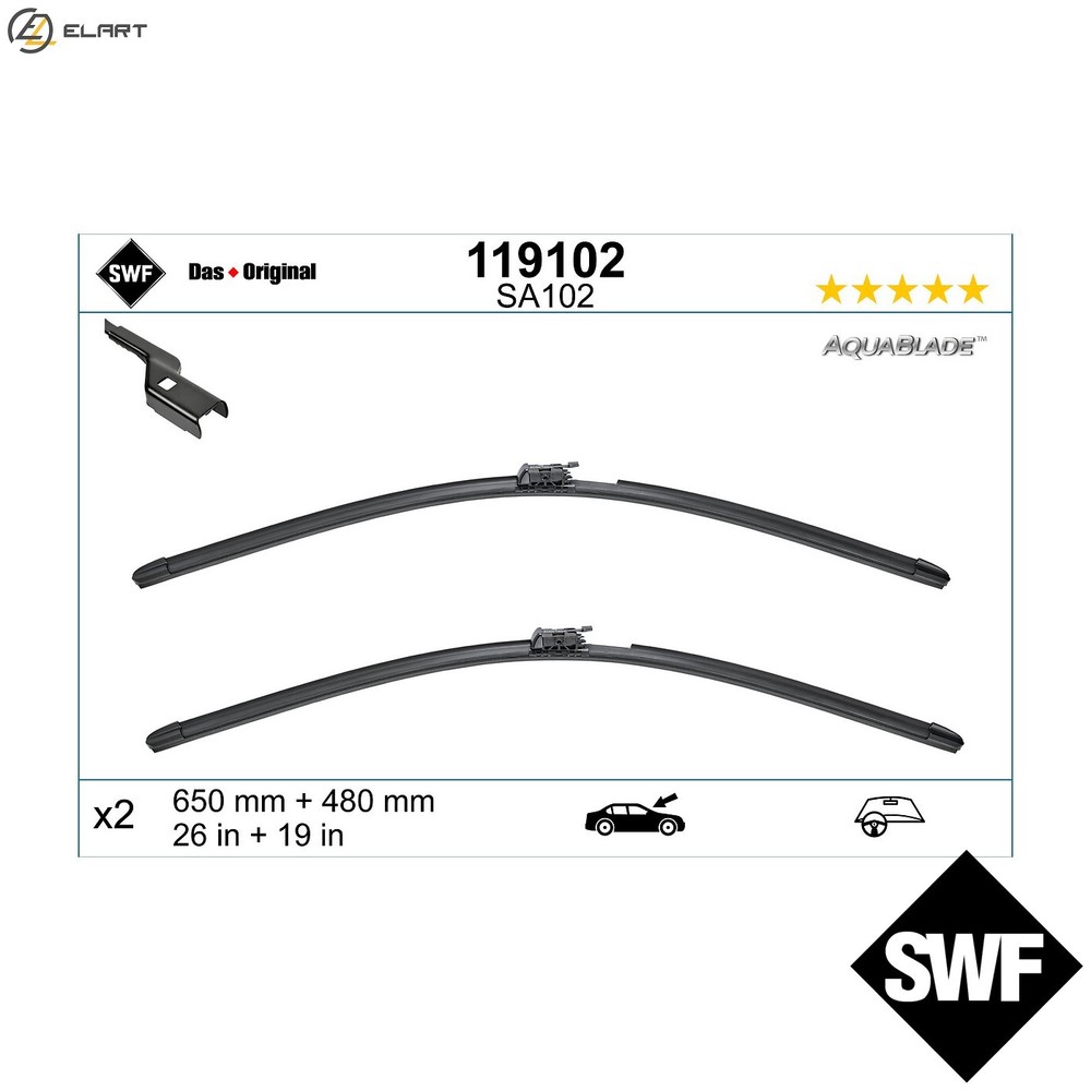 WIPER BLADE 119102 FOR VOLVO XC60/II/SUV B420T6/420T/420T2/4204T31P 2.0L 4cyl