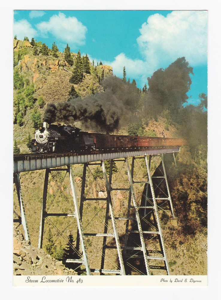Steam Locomotive No. 483 Crossing Cascade Trestle Bridge Continental Postcard