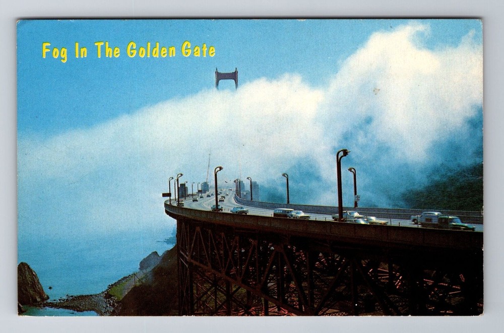 San Francisco CA-California, Fog on Golden Gate Bridge Souvenir Vintage Postcard