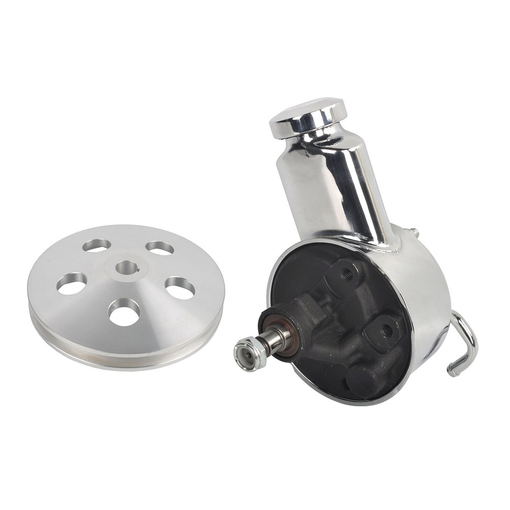 For Chevy SBC BBC 350 Saginaw Power Steering Pump & 1 Groove Keyway Pulley Kit